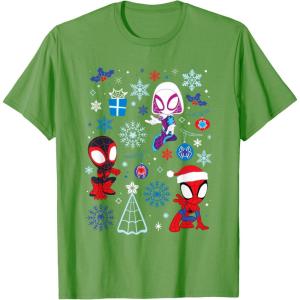 imageMarvel Spidey and His Amazing Friends Christmas Holiday Icon TShirtGrass Green