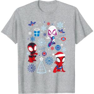 imageMarvel Spidey and His Amazing Friends Christmas Holiday Icon TShirtHeather Grey
