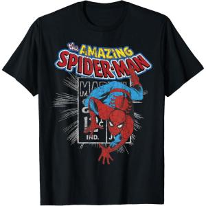 imageMarvel The Amazing SpiderMan Vintage Comic Poster TShirtBlack