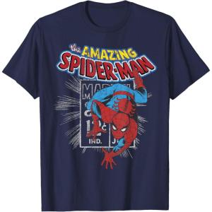 imageMarvel The Amazing SpiderMan Vintage Comic Poster TShirtNavy Blue