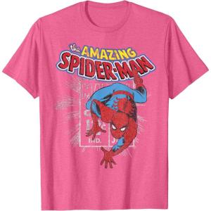 imageMarvel The Amazing SpiderMan Vintage Comic Poster TShirtPink Heather