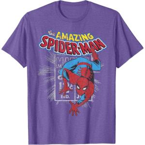 imageMarvel The Amazing SpiderMan Vintage Comic Poster TShirtPurple Heather