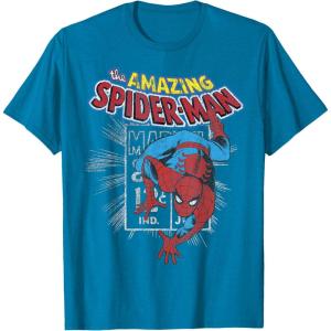 imageMarvel The Amazing SpiderMan Vintage Comic Poster TShirtSapphire Blue