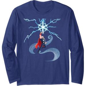 imageMarvel Thor Winter Snowflake Holiday Long Sleeve TShirtNavy Blue