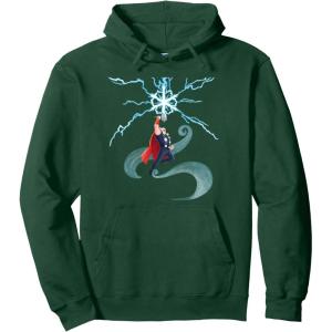 imageMarvel Thor Winter Snowflake Holiday Pullover HoodieDark Green