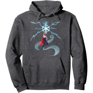imageMarvel Thor Winter Snowflake Holiday Pullover HoodieDark Heather Grey