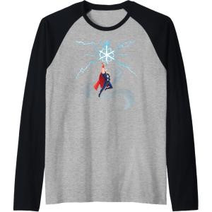 imageMarvel Thor Winter Snowflake Holiday Raglan Baseball TeeBlackAthletic Heather