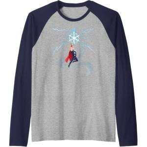 imageMarvel Thor Winter Snowflake Holiday Raglan Baseball TeeNavy BlueAthletic Heather