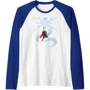 imageMarvel Thor Winter Snowflake Holiday Raglan Baseball TeeRoyal BlueWhite