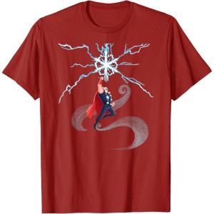imageMarvel Thor Winter Snowflake Holiday TShirtCranberry Red