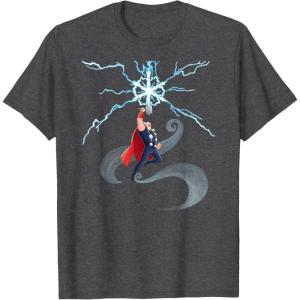 imageMarvel Thor Winter Snowflake Holiday TShirtDark Heather Grey