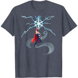 imageMarvel Thor Winter Snowflake Holiday TShirtHeather Blue