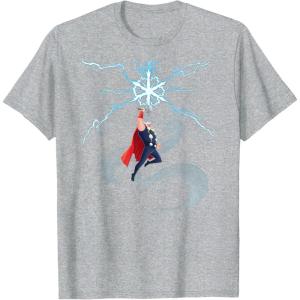 imageMarvel Thor Winter Snowflake Holiday TShirtHeather Grey