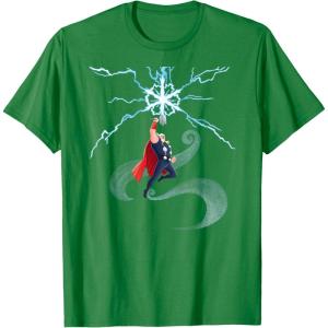 imageMarvel Thor Winter Snowflake Holiday TShirtKelly Green