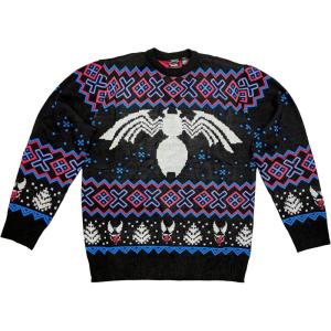 imageMarvel Venom Symbol Offcially Licesned Adult Knit Holiday Ugly Christmas SweaterBlue