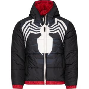 imageMarvel Zip Up Cosplay Puffer Jacket Toddler to Big Kid Sizes 2T  1416Black  White