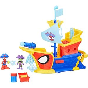 imageSPIDEY AND HIS AMAZING FRIENDS Marvel WaterWebs Webs Ahoy Bubble Pirate Ship Toy 3Inch Action Figures ampamp Boat Playset Super Hero Toys 3 Years
