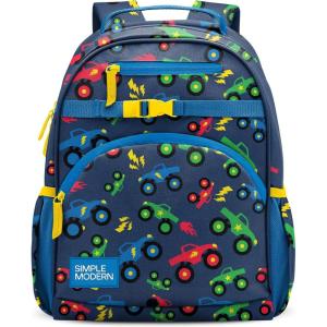 imageSimple Modern Medium Marvel Toddler Backpack for School Girls and Boys  Kindergarten Elementary Kids Backpack  Fletcher Collection  Kids  15quot tall  Spidey KidMonster Truck Rally