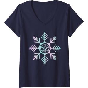 imageWomens Marvel SpiderMan Winter Holiday Snowflake Logo VNeck TShirtNavy Blue