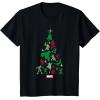 imageMarvel Avengers and Guardians of the Galaxy Christmas Tree Short Sleeve TShirtBlack
