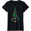 imageMarvel Avengers and Guardians of the Galaxy Christmas Tree Short Sleeve TShirtBlack