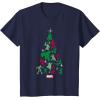imageMarvel Avengers and Guardians of the Galaxy Christmas Tree Short Sleeve TShirtNavy Blue
