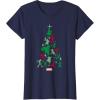 imageMarvel Avengers and Guardians of the Galaxy Christmas Tree Short Sleeve TShirtNavy Blue