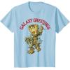 imageMarvel Christmas Groot Galaxy Greetings Short Sleeve TShirtBaby Blue