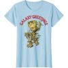 imageMarvel Christmas Groot Galaxy Greetings Short Sleeve TShirtBaby Blue