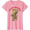 imageMarvel Christmas Groot Galaxy Greetings Short Sleeve TShirtPink