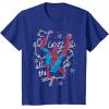 imageMarvel Christmas SpiderMan Jingle All The Way Action Pose TShirtRoyal Blue