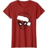 imageMarvel Christmas SpiderMan Santa Big Face TShirtCranberry Red