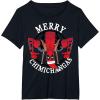imageMarvel Deadpool Merry Chimichangas Hanging Christmas TShirtBlack