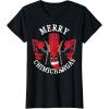 imageMarvel Deadpool Merry Chimichangas Hanging Christmas TShirtBlack
