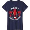 imageMarvel Deadpool Merry Chimichangas Hanging Christmas TShirtNavy Blue