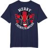 imageMarvel Deadpool Merry Chimichangas Hanging Christmas TShirtNavy Blue