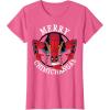 imageMarvel Deadpool Merry Chimichangas Hanging Christmas TShirtPink Heather