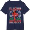 imageMarvel Deadpool Nutcracker Ballerina Santa Christmas Short Sleeve TShirtNavy Blue