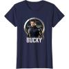 imageMarvel Falcon ampamp Winter Soldier Bucky Shield Portrait V2 TShirtNavy Blue