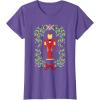 imageMarvel Holiday Christmas Avengers Holly Iron Man Nutcracker TShirtPurple Heather