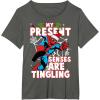imageMarvel SpiderMan Present Senses Tingling Christmas TShirtAsphalt Grey