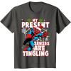 imageMarvel SpiderMan Present Senses Tingling Christmas TShirtAsphalt Grey