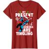imageMarvel SpiderMan Present Senses Tingling Christmas TShirtCranberry Red