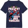 imageMarvel SpiderMan Present Senses Tingling Christmas TShirtNavy Blue