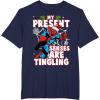 imageMarvel SpiderMan Present Senses Tingling Christmas TShirtNavy Blue