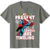 imageMarvel SpiderMan Present Senses Tingling Christmas TShirtOlive Heather