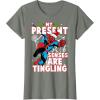 imageMarvel SpiderMan Present Senses Tingling Christmas TShirtOlive Heather