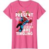 imageMarvel SpiderMan Present Senses Tingling Christmas TShirtPink Heather