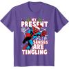 imageMarvel SpiderMan Present Senses Tingling Christmas TShirtPurple Heather