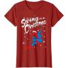 imageMarvel SpiderMan Swing In To Christmas TShirtCranberry Red